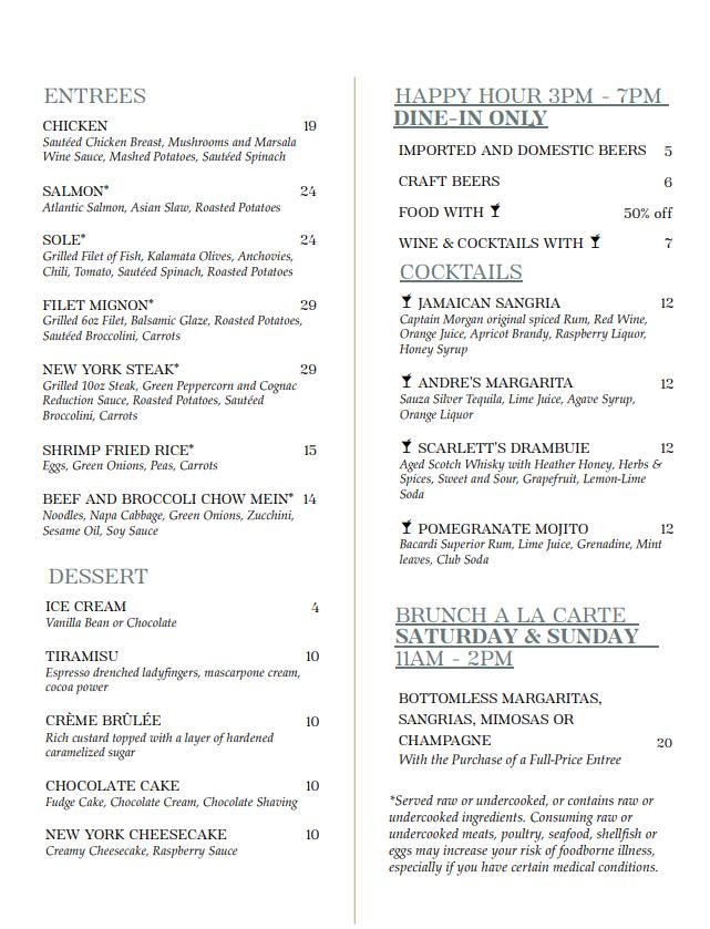 Andre's Restaurant/Vintage Lounge Bar Menu image 3